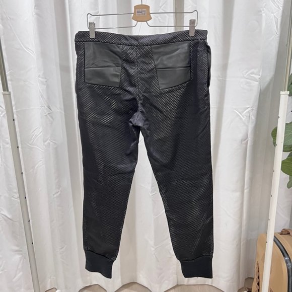 ADA + NIK Mesh Perforated Silver Lining Lambskin Trim and Pockets Jogger Pants - Picture 2 of 7